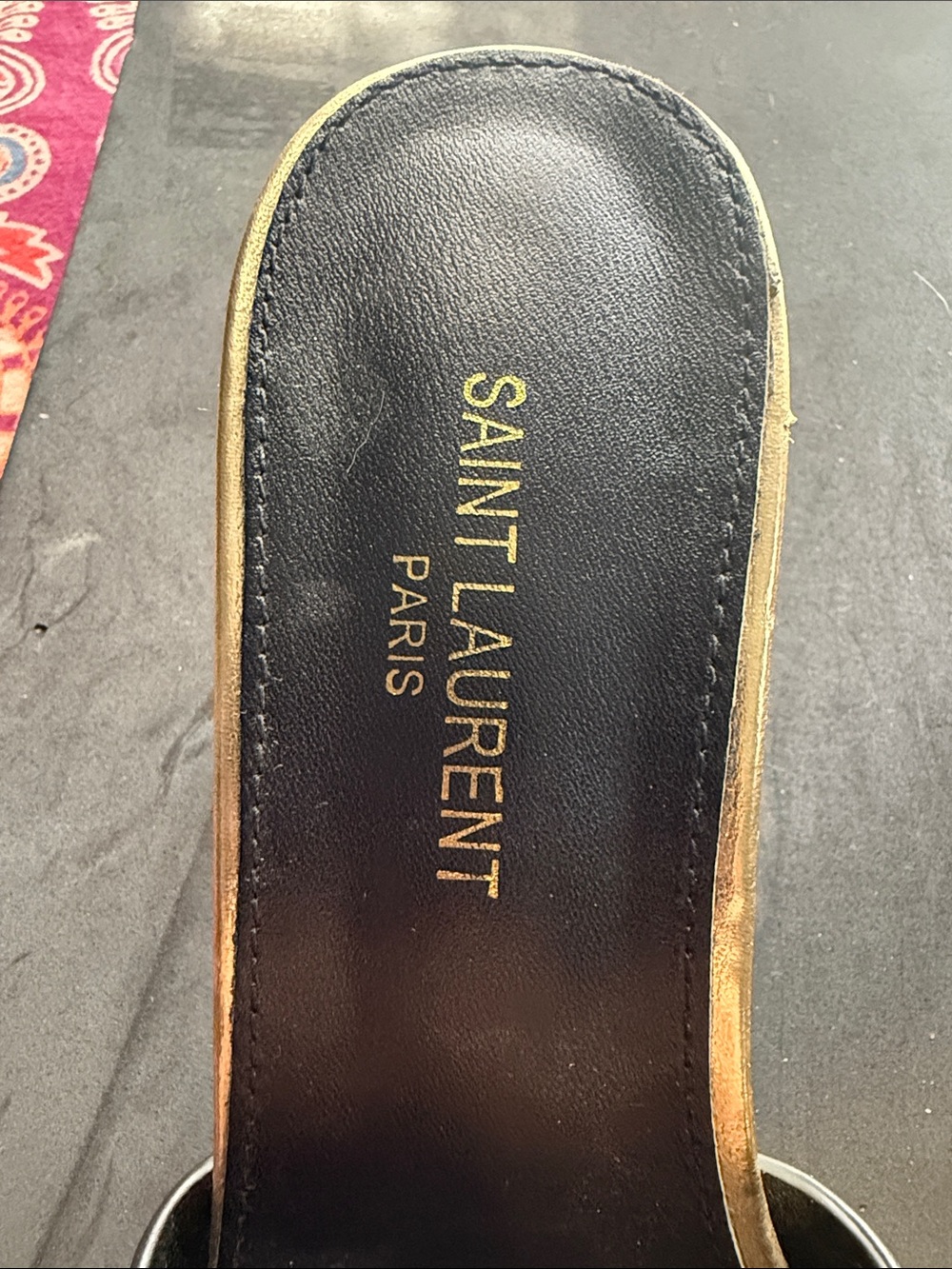 Saint Laurent Metallic Gold Leather Knotted Mule Heels - Picture 2 of 7